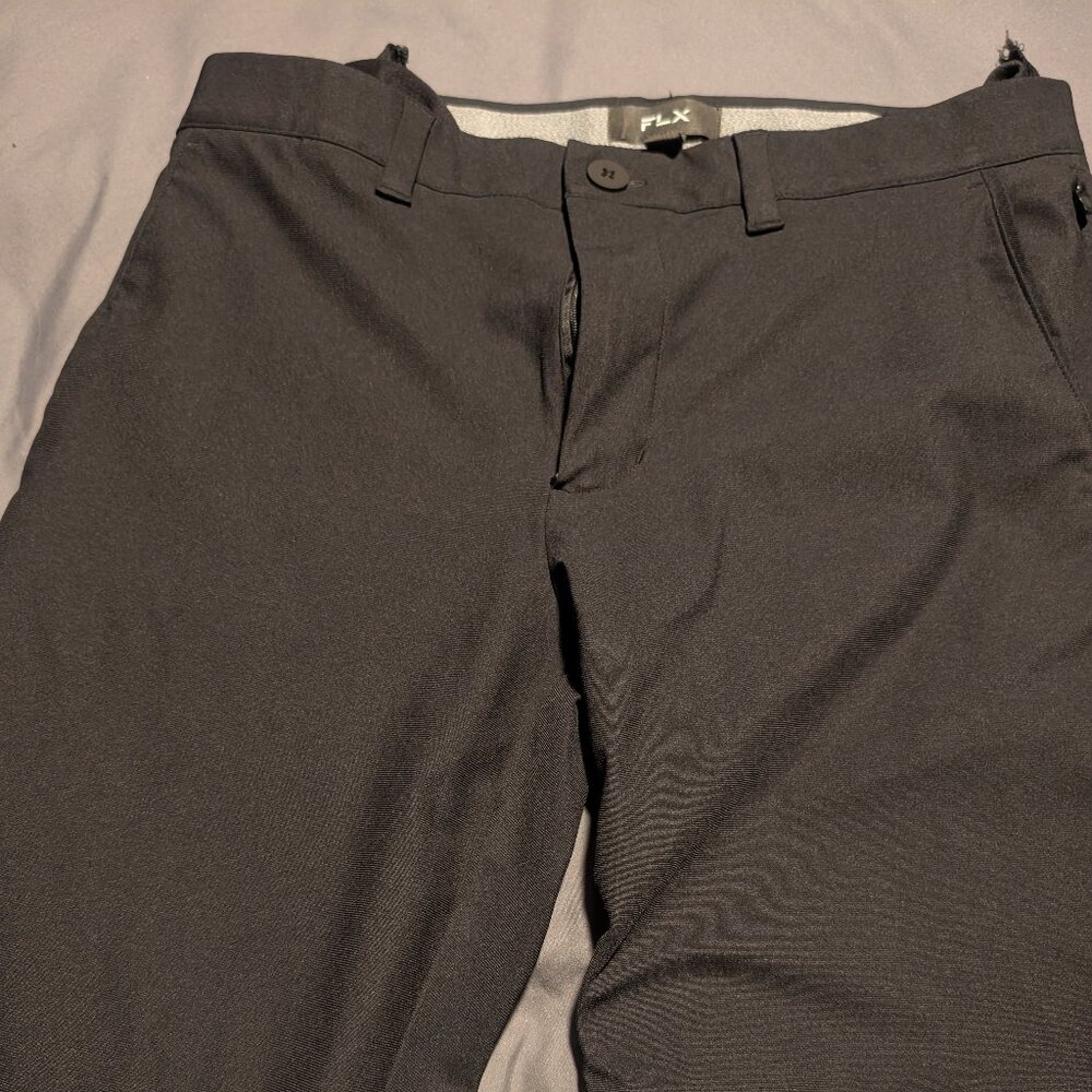Like New | FLX Black tapered straight legged slacks, Size 32/32